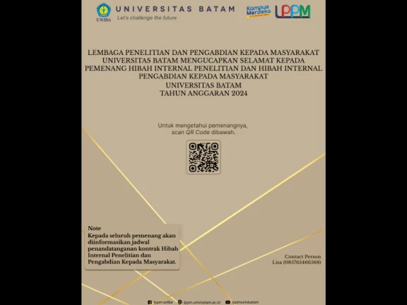 Pemenang Hibah Internal Penelitian dan Hibah Internal Pengabdian Kepada Masyarakat Tahun Anggaran 2024