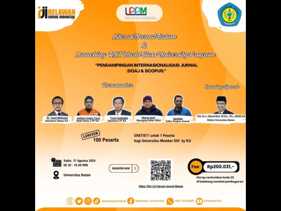 Literasi Jurnal Batam Pendampingan Internasionalisasi Jurnal DOAJ & Scopus Launching RJI World Class University Program