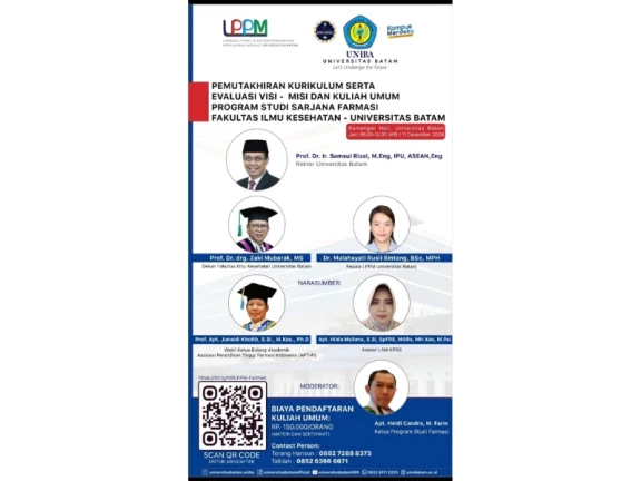 Pemutakhiran Kurikulum Serta Evaluasi Visi-Misi Dan Kuliah Umum Program Studi Sarjana Farmasi Fakultas Ilmu Kesehatan-Universitas Batam