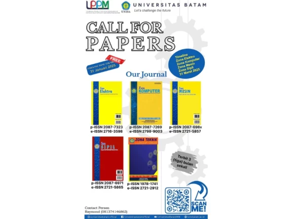 Call For Paper Maret 2025 Jurnal Zona Teknik, Zona Elektro, Zona Komputer, Zona Mesin, Zona Sipil