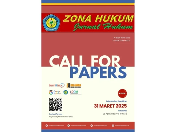 Call For Papers April 2025 Jurnal Zona Hukum