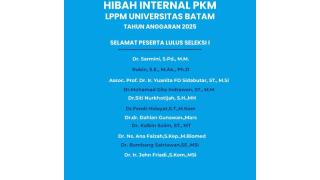 Hasil Seleksi Pemberkasan dan Administrasi Hibah Internal Penelitian LPPM Universitas Batam Tahun Anggaran 2025