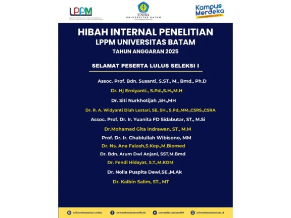 Hasil Seleksi Pemberkasan dan Administrasi Hibah Internal PKM LPPM Universitas Batam Tahun Anggaran 2025
