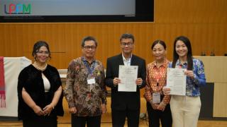 Penandatanganan dan Pelaksanaan Perjanjian Kerja Sama (PKS) antara LPPM UNIBA dan SKSG UI di Kyushu International University, Kitakyushu, Jepang