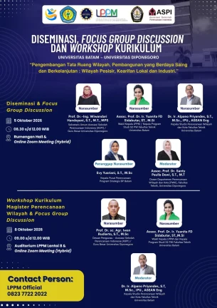 LPPM UNIBA berkolaborasi dengan Universitas Diponegoro menyelenggarakan kegiatan Diseminasi, Focus Group Discussion dan Workshop Kurikulum Magister Perencanaan Wilayah 